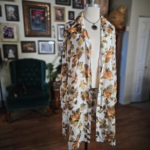 LIVE 4 TRUTH Tiger Floral Print Duster Kimono Long Sleeve Button Down Shirt